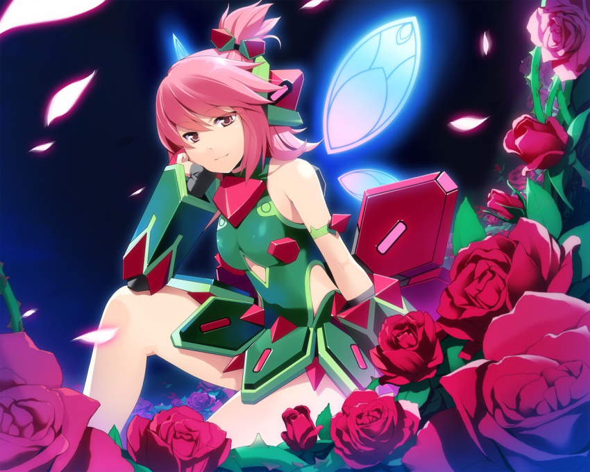 armband bracer cosmic_break fairy fairy_wings hair_ornament official_art pink_eyes pink_hair regina_winberrl sleeveless wakaba winberrl wings