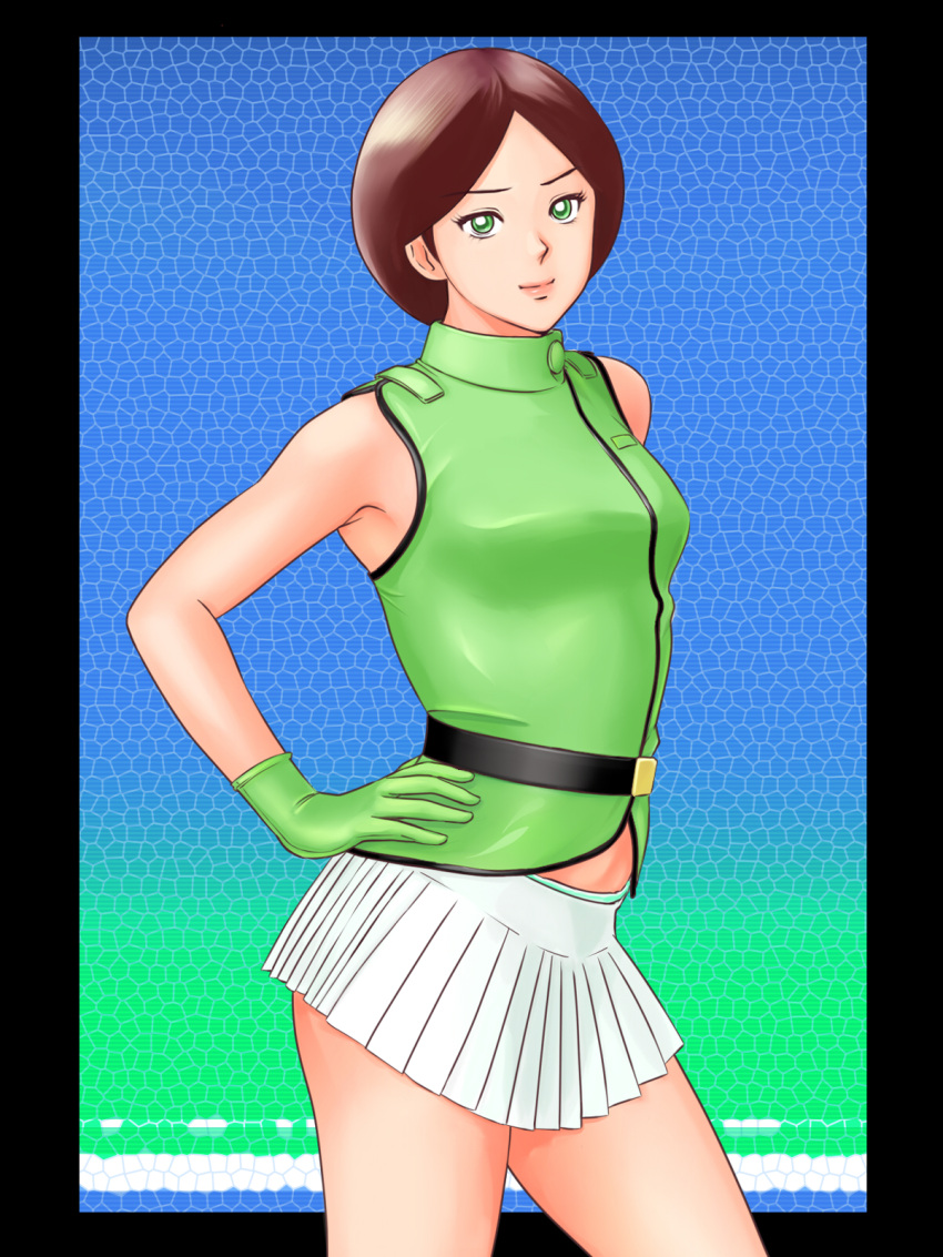 emma_sheen gabu green_eyes gundam highres short_hair skirt zeta_gundam