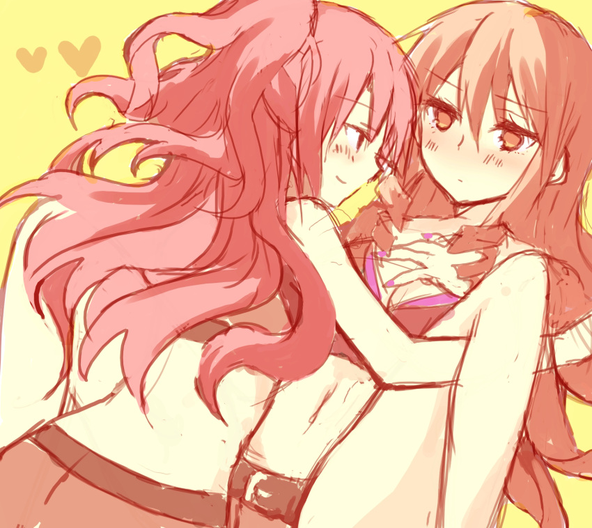 2girls akuma_no_riddle blush highres inukai_isuke kiminitokimeki long_hair multiple_girls sagae_haruki yuri