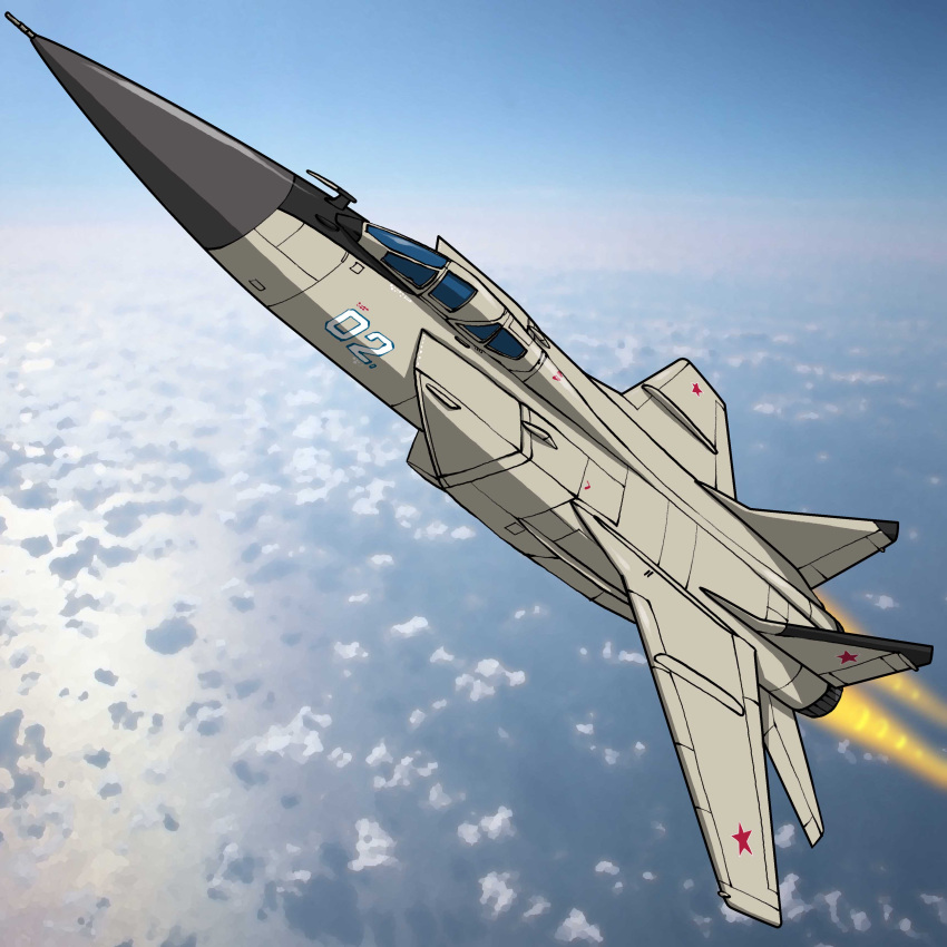 absurdres airplane fighter_jet flying highres hirodango jet mig-31 military no_humans original sky