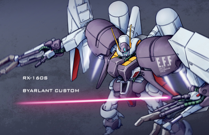 beam_saber byalant_custom claws energy_sword gundam gundam_unicorn lens_flare mecha mumyoudou no_humans solo sword weapon