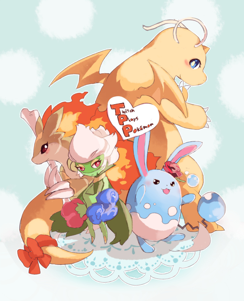 azumarill dragonite highres mizushirazu pokemon pokemon_(creature) pokemon_(game) roserade sandslash twitch_plays_pokemon