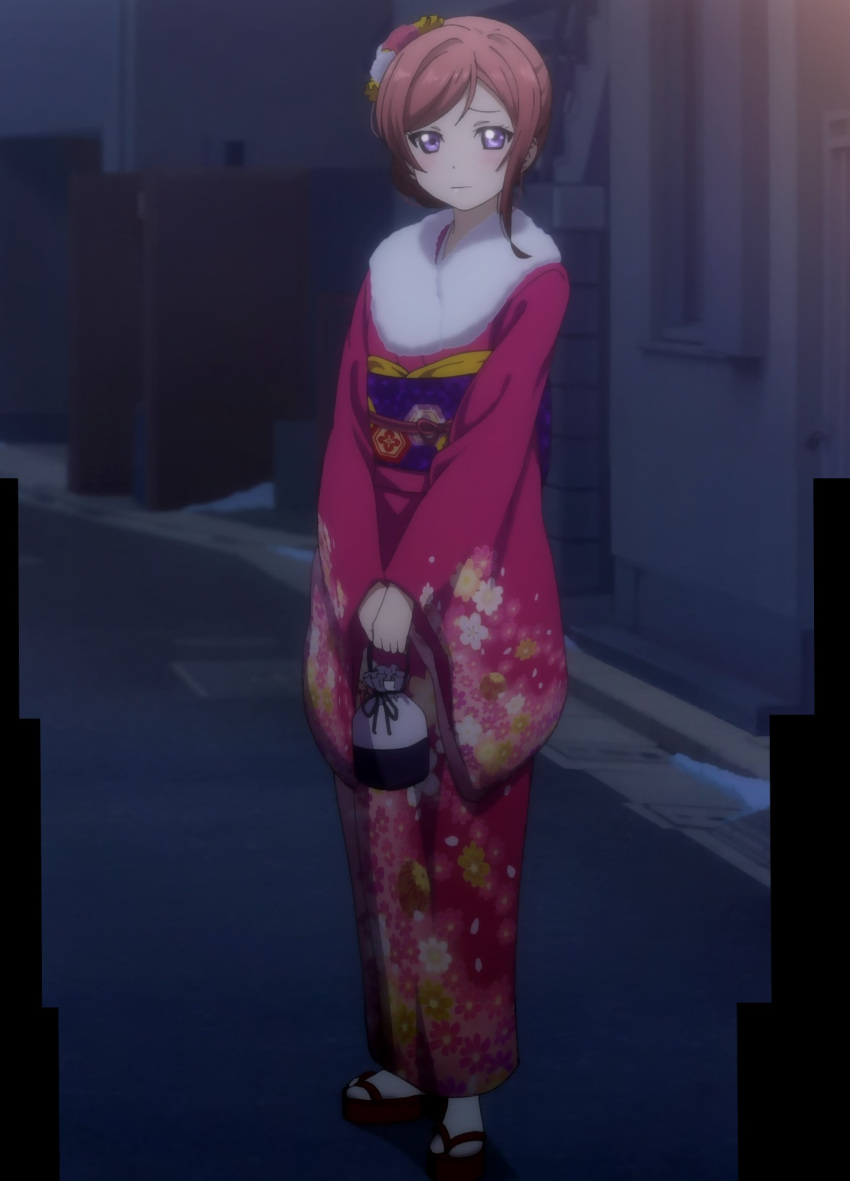 highres japanese_clothes kimono love_live!_school_idol_project nishikino_maki redhead screencap violet_eyes