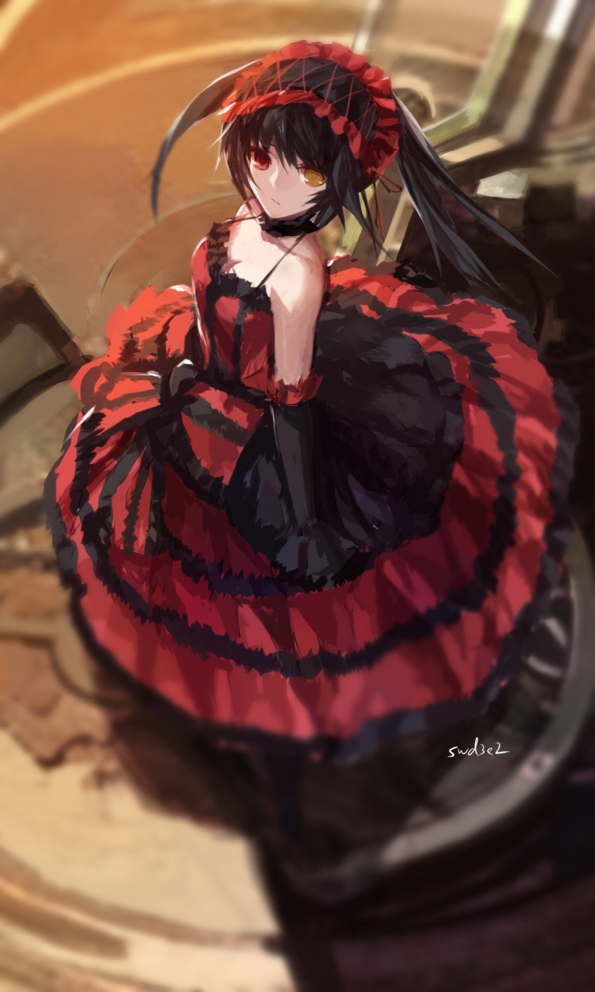 1girl date_a_live dress heterochromia highres lolita_fashion rough swd3e2 tokisaki_kurumi