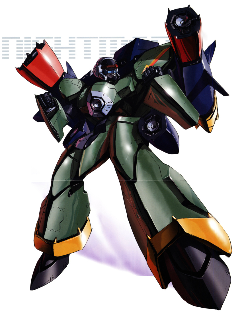 90s absurdres artist_request fire_bomber highres macross macross_7 mecha official_art production_art ray_lovelock scan science_fiction solo speaker traditional_media vf-17