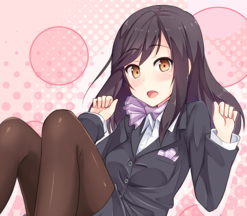 1girl blush ichijou_hotaru long_hair looking_at_viewer non_non_biyori open_mouth pantyhose school_uniform shuuichi solo