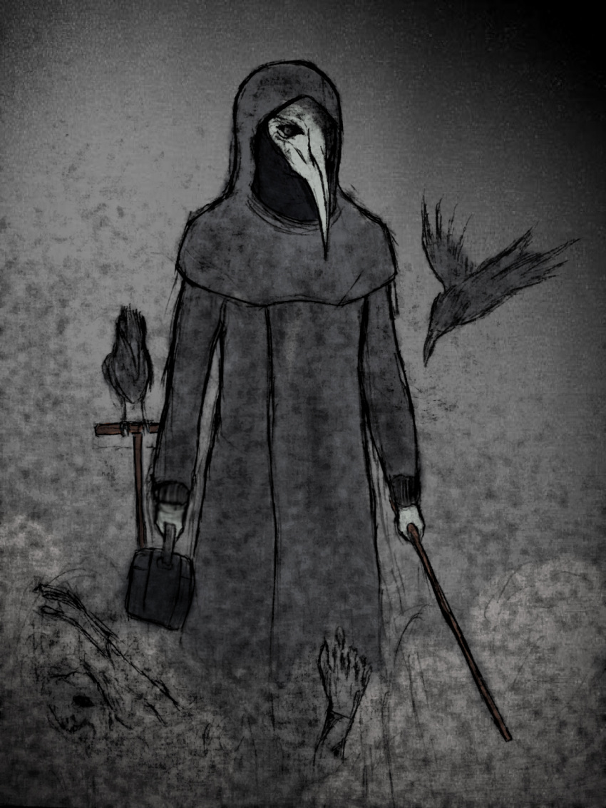 artist_request bird highres hood plague_doctor scp-049 scp_foundation solo tagme