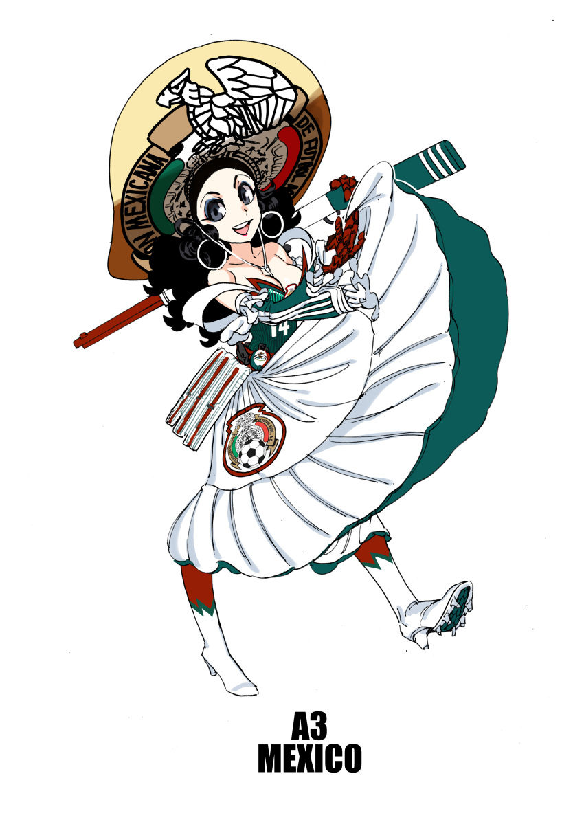 1girl 2014_fifa_world_cup absurdres daibajoujisan highres mexico original simple_background solo white_background world_cup