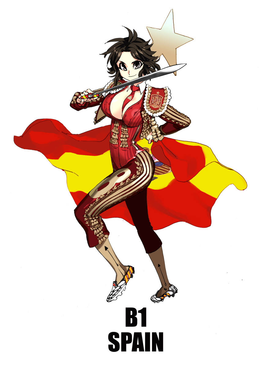 1girl 2014_fifa_world_cup absurdres daibajoujisan highres original simple_background solo spain white_background world_cup