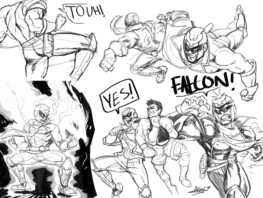 2boys aura battle boxing_gloves captain_falcon collage crosscounter diepod helmet kicking little_mac manly multiple_boys nintendo powering_up punch-out!! punching scarf sketch super_smash_bros.