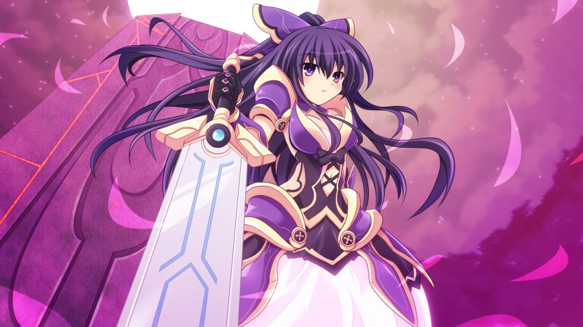 1girl cross_(crossryou) date_a_live highres long_hair purple_hair solo sword violet_eyes weapon yatogami_tooka