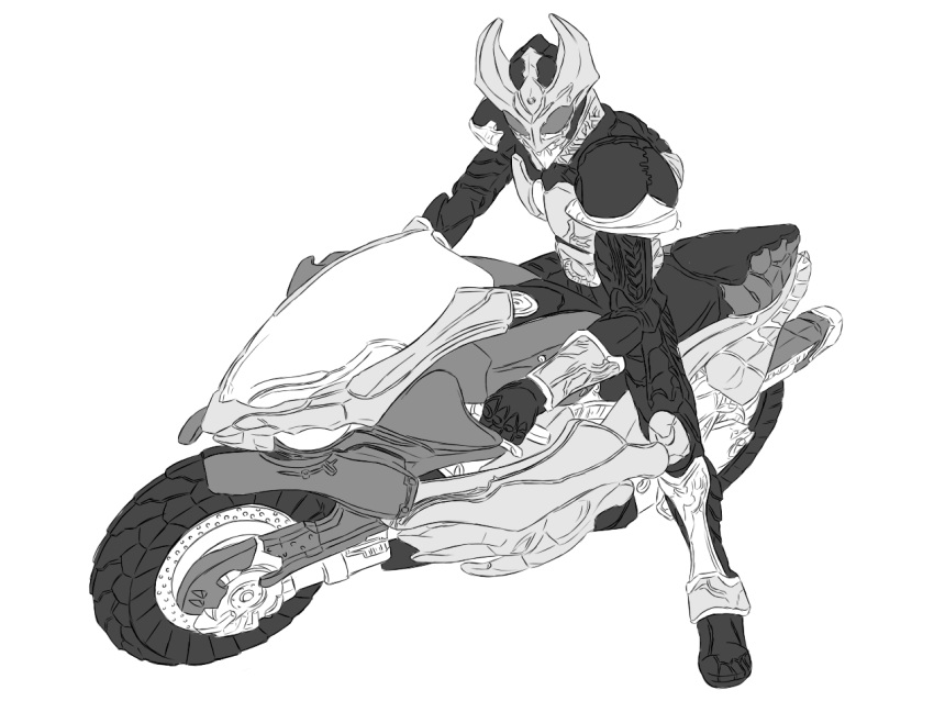 kamen_rider kamen_rider_agito kamen_rider_agito_(series) monochrome motor_vehicle motorcycle vehicle