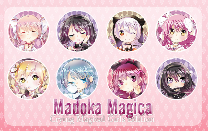 6+girls akemi_homura animal_hat beret black_hair blonde_hair blue_eyes blue_hair bow braid cat_hat copyright_name crying crying_with_eyes_open drill_hair dual_persona english fingerless_gloves glasses glasses_removed gloves goddess_madoka hair_bow hair_ornament hairband hairclip hairpin hat kaname_madoka long_hair looking_at_viewer mahou_shoujo_madoka_magica miki_sayaka momoe_nagisa multiple_girls one_eye_closed pink_hair ponytail portrait red-framed_glasses redhead sakura_kyouko short_hair short_twintails signature smile spoilers tears tomoe_mami twin_braids twin_drills twintails two_side_up violet_eyes when_you_see_it white_gloves white_hair yellow_eyes