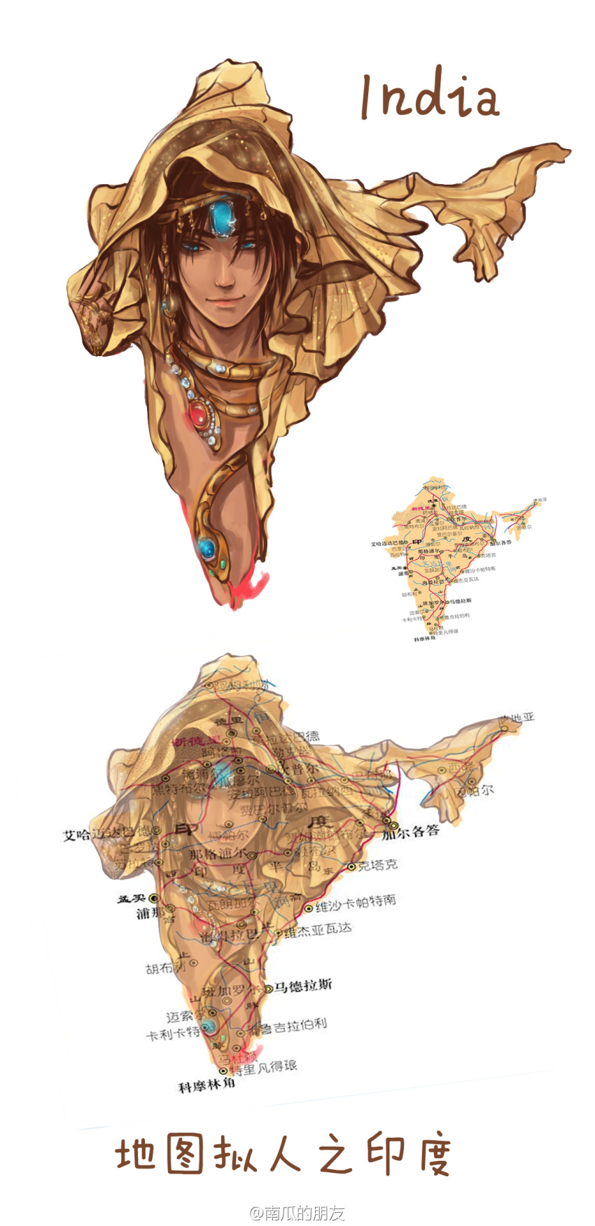 blue_eyes brown_hair earrings india jewelry jewels map personification personified_map pumpkin_friends snake solo tagme