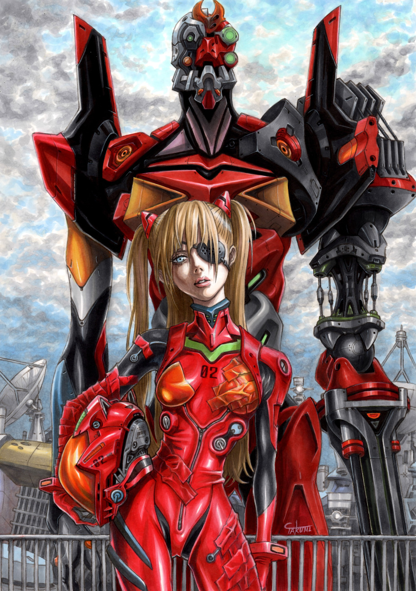 absurdres bodysuit eyepatch highres marlboro marlboro_(artist) mecha neon_genesis_evangelion souryuu_asuka_langley