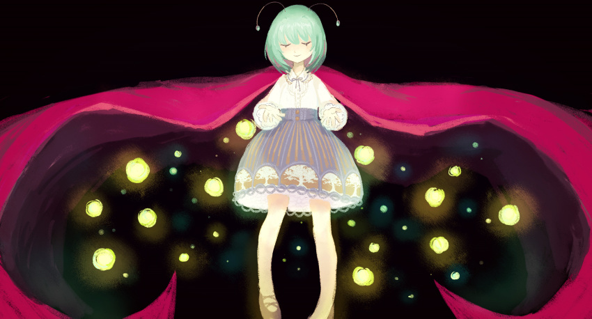 1girl absurdres faux_traditional_media green_hair highres short_hair siam_(meow13) solo wriggle_nightbug