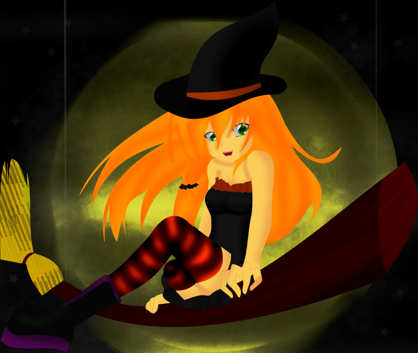 amputee black_hat halloween orange_hair stockings