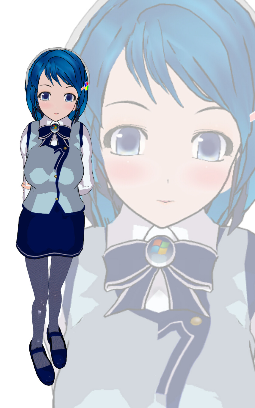 3d_custom_girl_(game) 7 blue_eyes blue_hair blush hair_ornament hairband madobe_nanami os ribbon