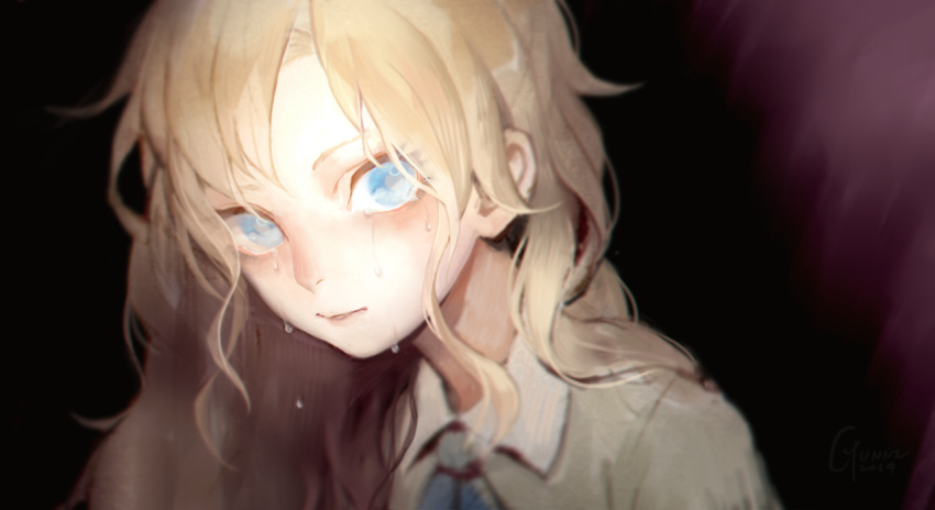 1girl blonde_hair blue_eyes crying crying_with_eyes_open gunni ib long_hair looking_at_viewer mary_(ib) tears