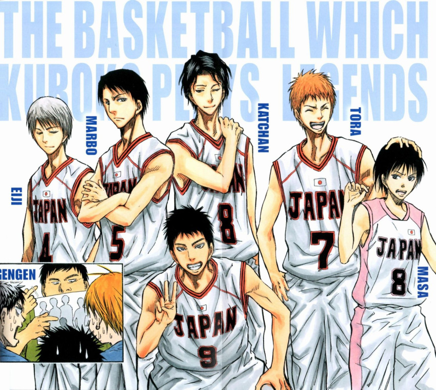 aida_kagetora aida_riko araki_masako black_hair brown_hair dual_persona harasawa_katsunori highres japan kuroko_no_basuke long_hair nakatani_masaaki shirogane_eiji short_hair sportswear takeuchi_genta younger