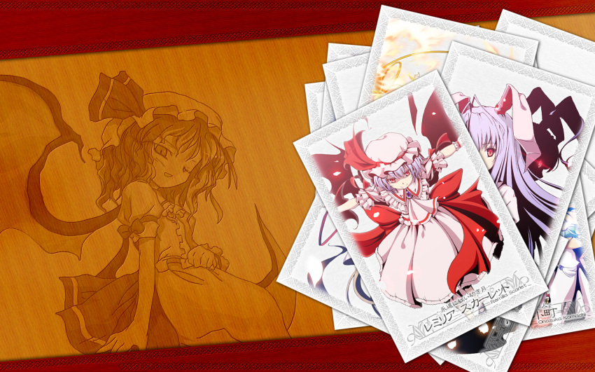 rabbit_ears cards hat reisen_udongein_inaba remilia_scarlet touhou wings wink