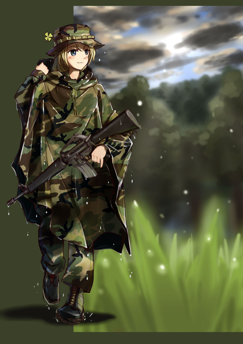 1girl absurdres blonde_hair camouflage highres original solo tc1995