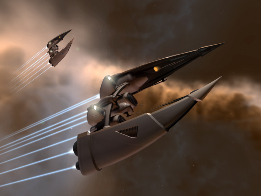 3d amarr_empire_(eve_online) brown_background brown_theme clouds combat_ship_(eve_online) commentary dust emblem eve_online fleet flying frigate_(eve_online) glowing imperial_navy_(eve_online) imperial_navy_slicer_(eve_online) military_vehicle navy_faction_(eve_online) nebula no_humans original outdoors realistic salvo_(willem_van_biljon) science_fiction space spacecraft star_(sky) thrusters vehicle_focus