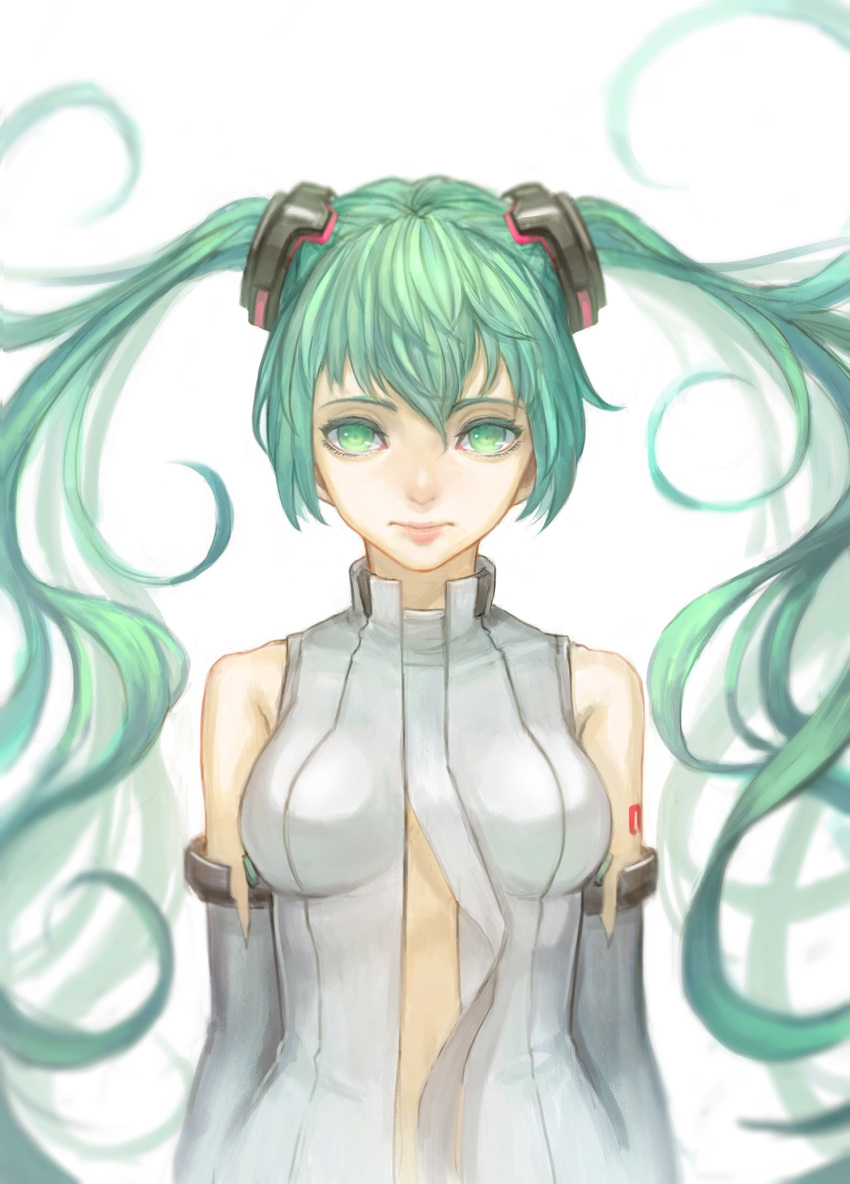 1girl aqua_hair bare_shoulders bryanth bust face hatsune_miku highres lips long_hair looking_at_viewer miku_append sketch solo twintails very_long_hair vocaloid vocaloid_append