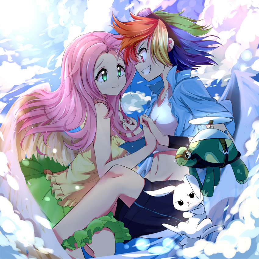 caibao fluttershy highres my_little_pony my_little_pony_friendship_is_magic personification rainbow_dash yuri