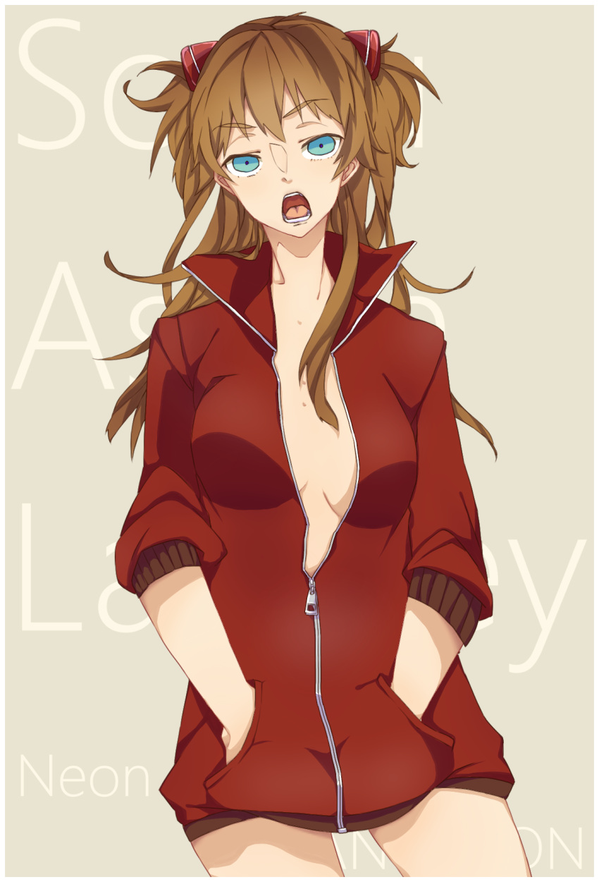 1girl blue_eyes highres jacket long_hair neon_genesis_evangelion no_bra no_pants open_clothes open_jacket simple_background solo souryuu_asuka_langley