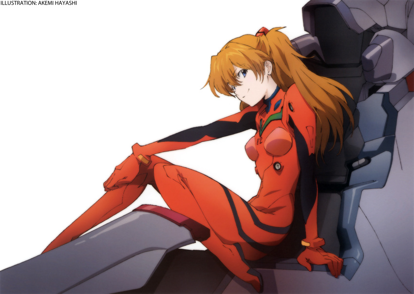 1girl absurdres blue_eyes cockpit entry_plug hayashi_akemi highres long_hair neon_genesis_evangelion official_art plugsuit rebuild_of_evangelion scan shikinami_asuka_langley solo souryuu_asuka_langley