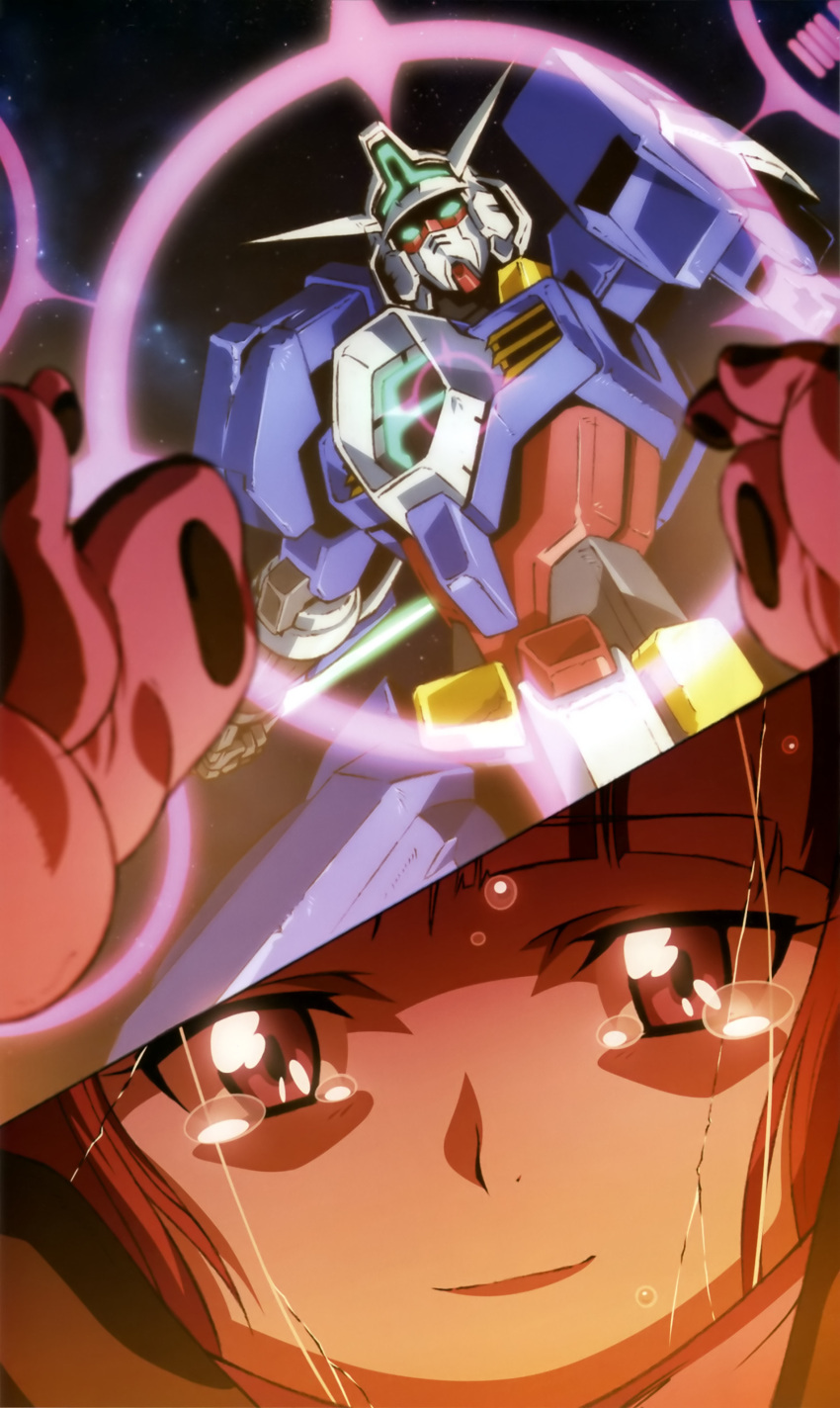 1girl absurdres gundam gundam_age gundam_age-1_spallow highres mecha official_art tears yurin_leciel