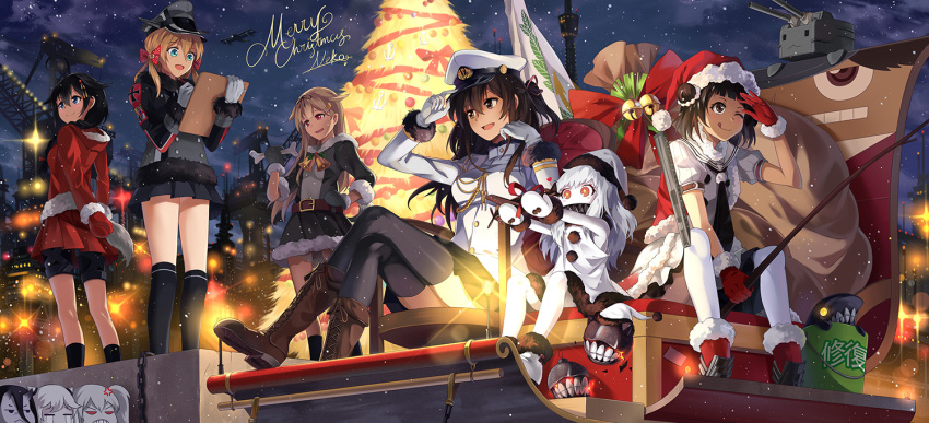 6+girls :d :p ahoge aircraft_carrier_oni alternate_costume battleship-symbiotic_hime bell black_hair blonde_hair blue_eyes bow box brown_eyes brown_hair christmas christmas_tree crossed_arms crying crying_with_eyes_open dress female_admiral_(kantai_collection) gift gift_box hair_bow hair_ribbon hat holding horns i-class_destroyer kantai_collection long_hair merry_christmas midway_hime military military_uniform mittens multiple_girls naka_(kantai_collection) naval_uniform neko_(yanshoujie) northern_ocean_hime open_mouth peaked_cap prinz_eugen_(kantai_collection) red_eyes rensouhou-chan ribbon ryuujou_(kantai_collection) santa_hat shigure_(kantai_collection) shinkaisei-kan short_hair sitting smile streaming_tears tears tongue tongue_out twintails uniform white_dress white_hair white_skin yuudachi_(kantai_collection)