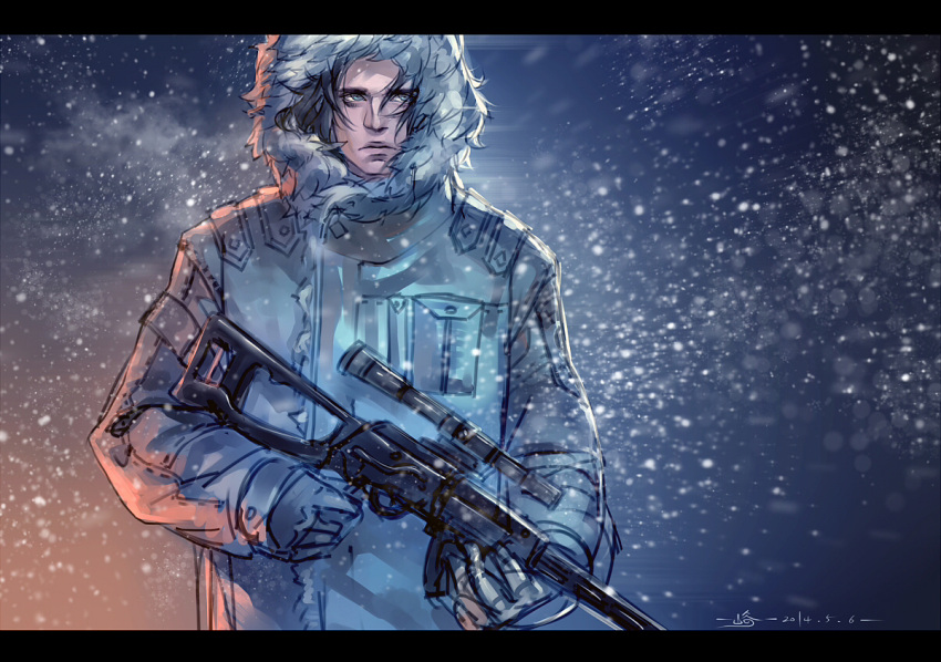 captain_america_the_winter_soldier coat dated gun james_buchanan_barnes letterboxed parka rifle sniper_rifle snowing weapon winter_clothes yoku_(liuyc)