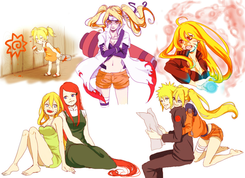 1boy blonde_hair blue_eyes child family father_and_daughter genderswap haruko_(ya512722) long_hair mother_and_daughter multiple_girls namikaze_minato naruko naruto naruto_shippuuden redhead twintails uzumaki_kushina uzumaki_naruto very_long_hair