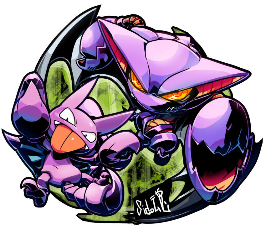artist_name gligar gliscor highres looking_at_viewer no_humans orange_eyes pokemon pokemon_(creature) red_eyes sido_(slipknot) simple_background tongue tongue_out white_background