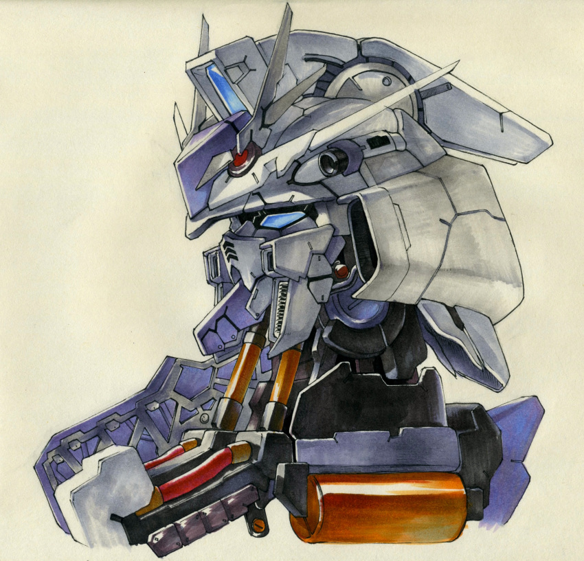 absurdres bust char's_counterattack char's_counterattack_-_beltorchika's_children daue gundam hi-nu_gundam highres mecha mobile_suit_gundam solo traditional_media