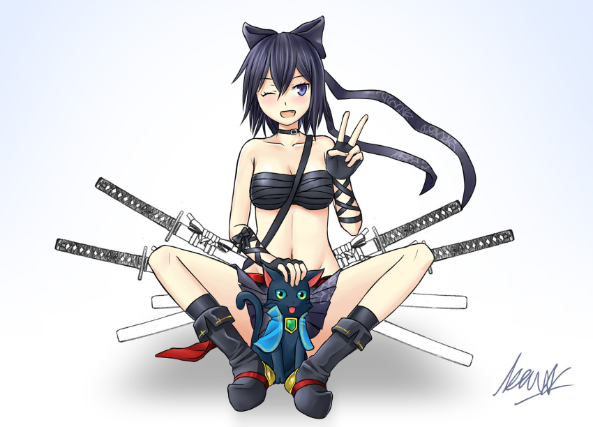 cat highres mahou_tsukai_to_kuroneko_no_wiz sword tri-edge weapon