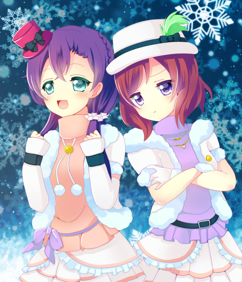 2girls duo female high_resolution love_live!_school_idol_project multiple_girls nishikino_maki pixiv_id_606570 png_conversion snow_halation toujou_nozomi twintails