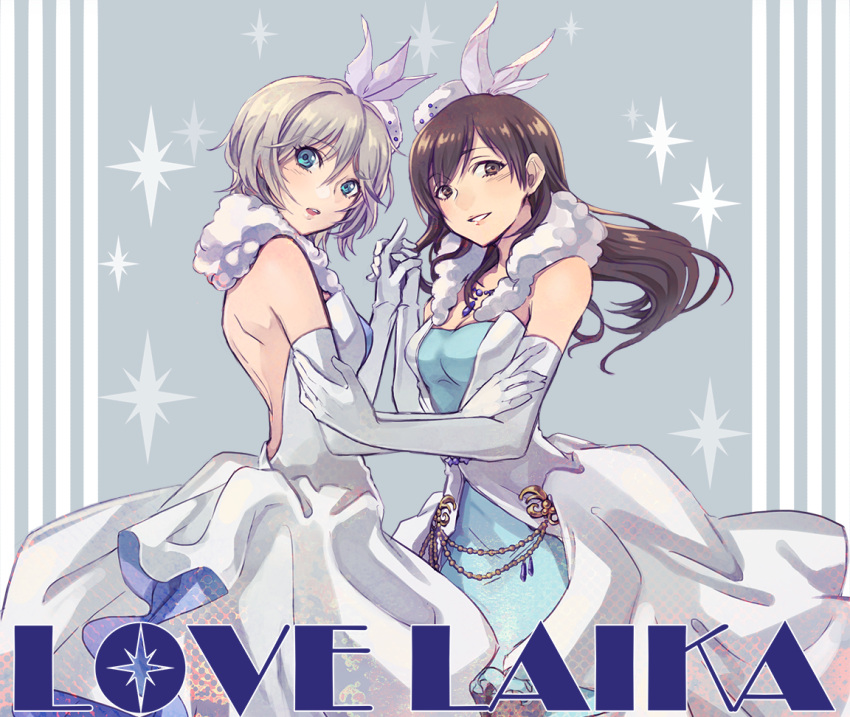 2girls dress elbow_gloves gloves idolmaster idolmaster_cinderella_girls multiple_girls nitta_minami senzoku_senri