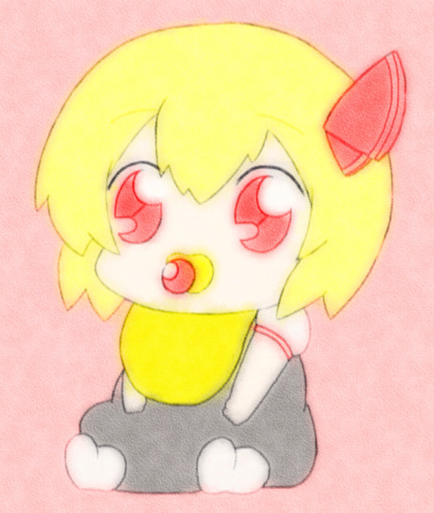 1girl baby blonde_hair chibi ollytrinity1397 pacifier red_eyes rumia simple_background touhou younger