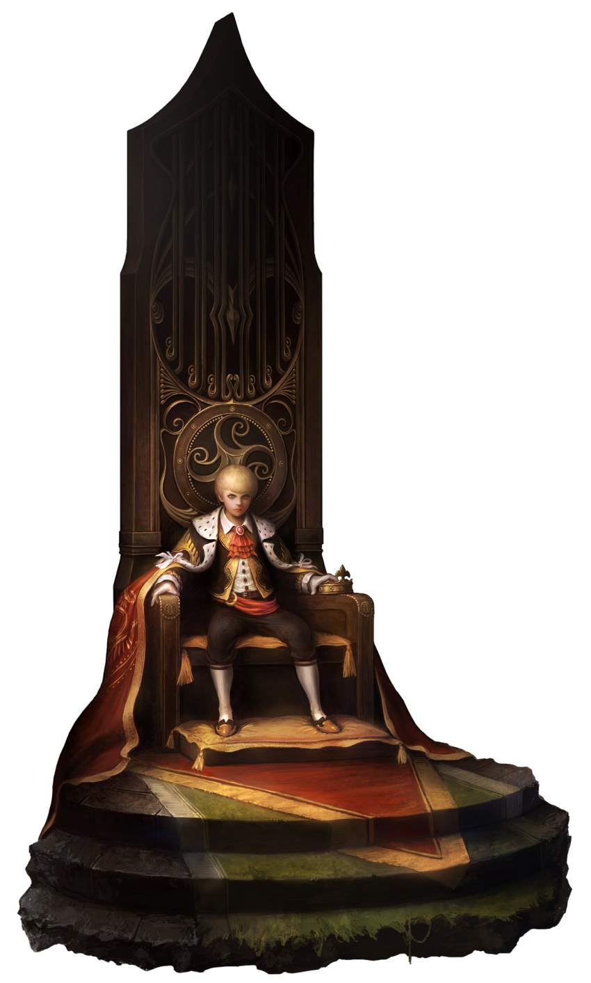 1boy artist_request chaos_heroes_online highres looking_at_viewer male_focus official_art radeath royal_robe short_hair simple_background sitting solo throne transparent_background