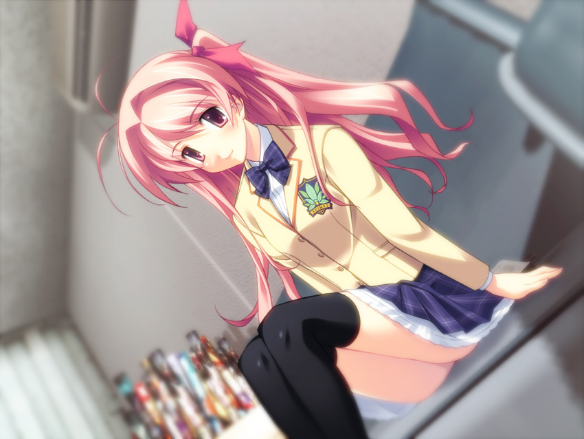 blush chaos;head long_hair pink_hair sakihata_rimi seifuku skirt