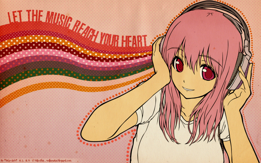headphones nitroplus pink_hair signed watermark