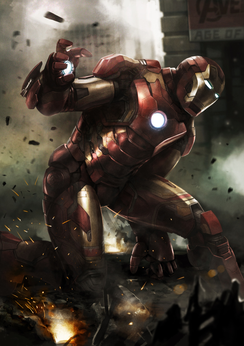 1boy armor glowing highres iron_man marvel power_armor solo superhero tony_stark yamamoto_yuu