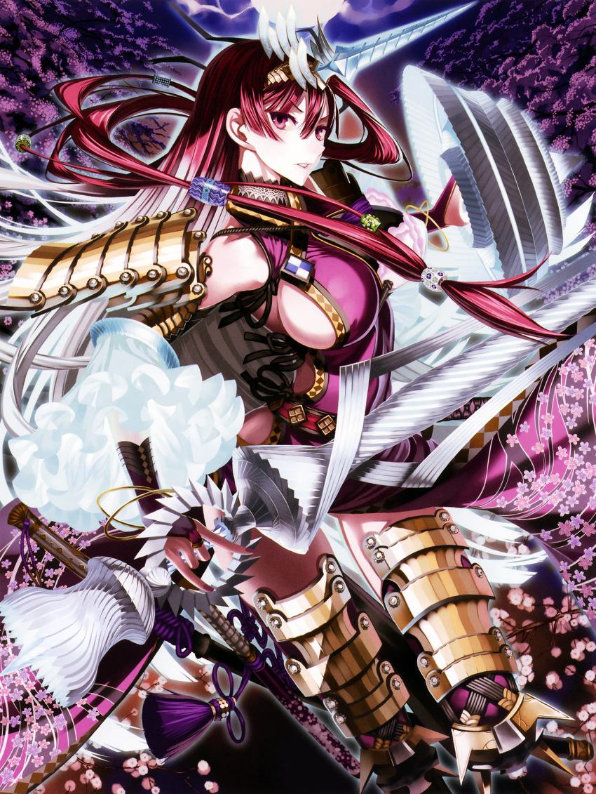 armor breasts cosplay highres honjou_raita riela_marcellis sengoku_taisen senjou_no_valkyria senjou_no_valkyria_3 shirai_no_tsubone sideboob sword weapon