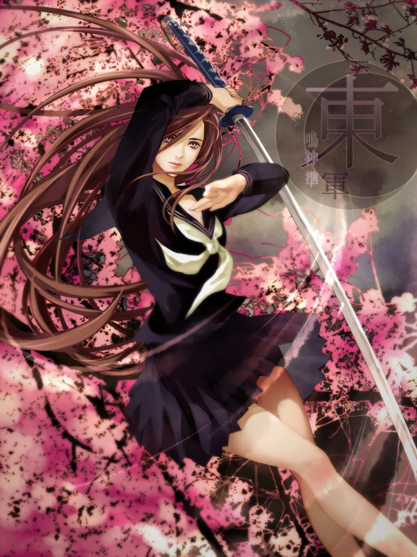 1girl eriya-j highres school_uniform solo sword touran-sai weapon