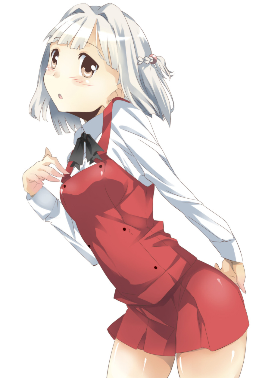 1girl brown_eyes ew half_updo hidamari_sketch highres nazuna school_uniform short_hair silver_hair solo