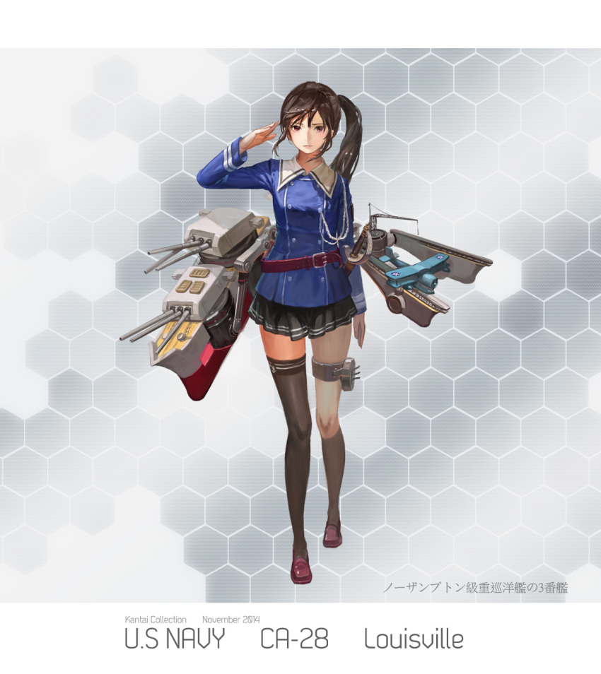 1girl america full_body highres jeanex kantai_collection long_hair long_sleeves military military_uniform original side_ponytail solo uniform uss_louisville_(ca-28)