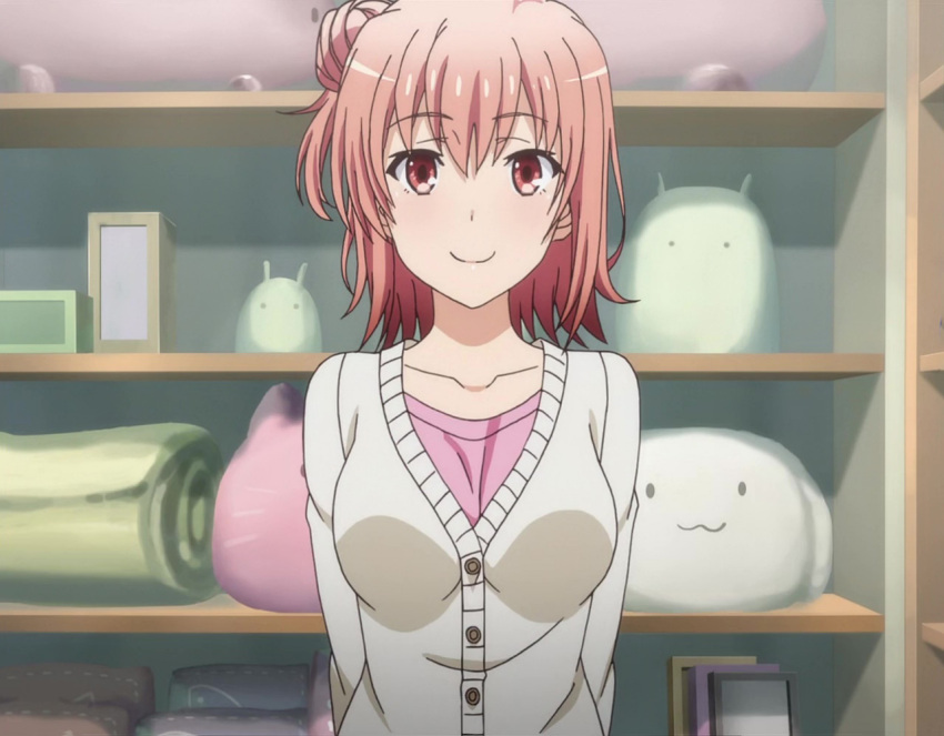 1girl brown_eyes pink_hair screencap short_hair yahari_ore_no_seishun_lovecome_wa_machigatteiru. yuigahama_yui